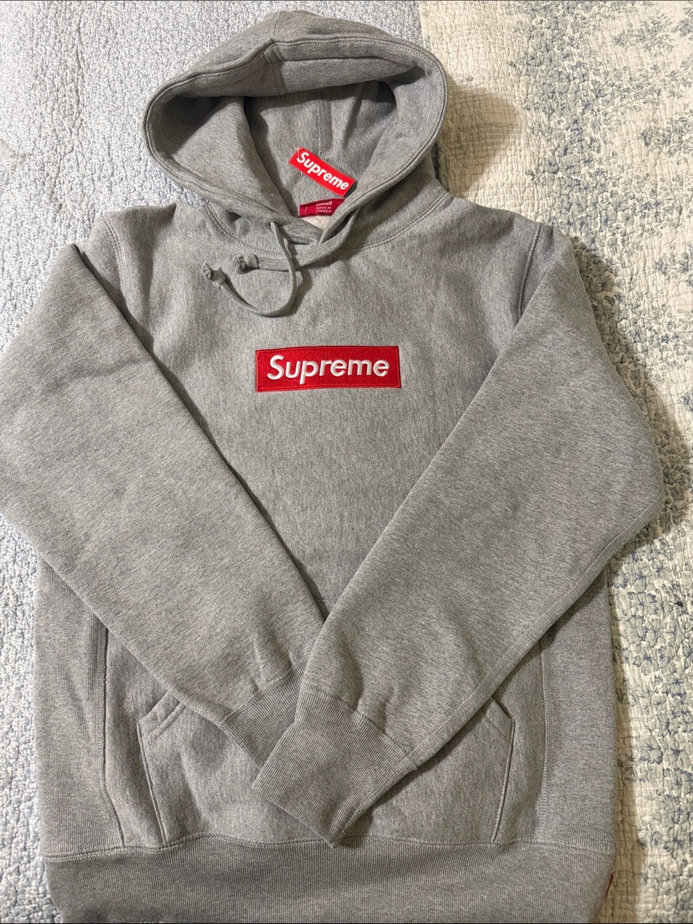 Supreme Gray Hoodie with Red Box Logo - Men's Pullover